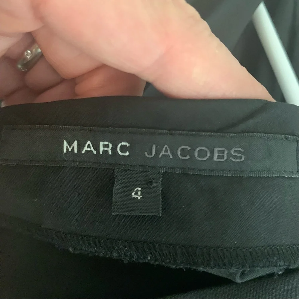 MARC JACOBS Bubble Hem Black Dress Cotton Poplin Sleeveless V-Neck LBD Size 4 - Picture 3 of 15